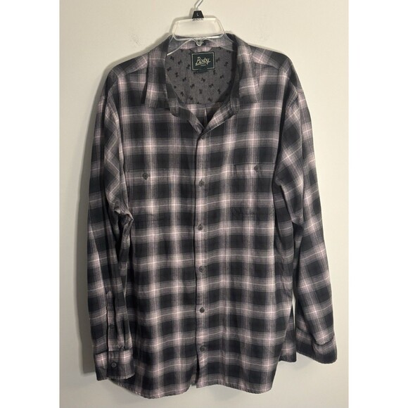 BIXBY NOMAD Gray Pink Plaid Flannel Shirt Men XXL Regular Fit Long Sleeve Button - Picture 1 of 13